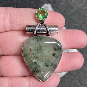 Prehnite With Epidote Pendant Crystal Stone Jewelry